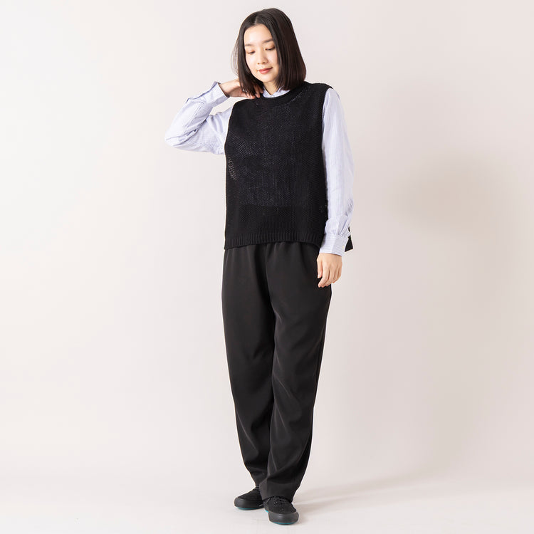 モデル身長 163cm,MANUAL ALPHABETのSUPIMA OX BAND COLOR SHIRT|MANUAL ALPHABETのPE TWILL TAPERD PANTS for Lala Begin,https://market.e-begin.jp/products/mks_man0220j_lala|https://market.e-begin.jp/products/mks_man0011u_lala