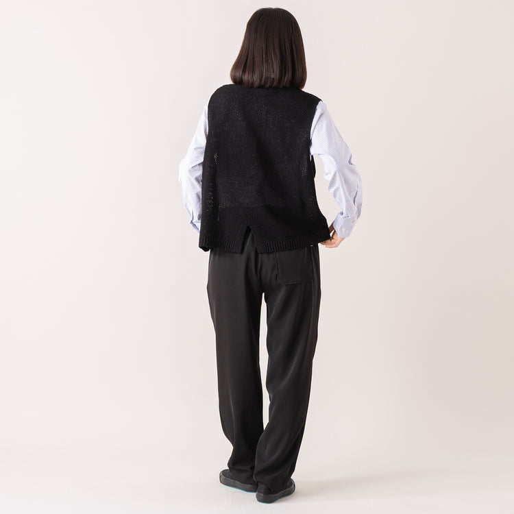 モデル身長 163cm,MANUAL ALPHABETのSUPIMA OX BAND COLOR SHIRT|MANUAL ALPHABETのPE TWILL TAPERD PANTS for Lala Begin,https://market.e-begin.jp/products/mks_man0220j_lala|https://market.e-begin.jp/products/mks_man0011u_lala