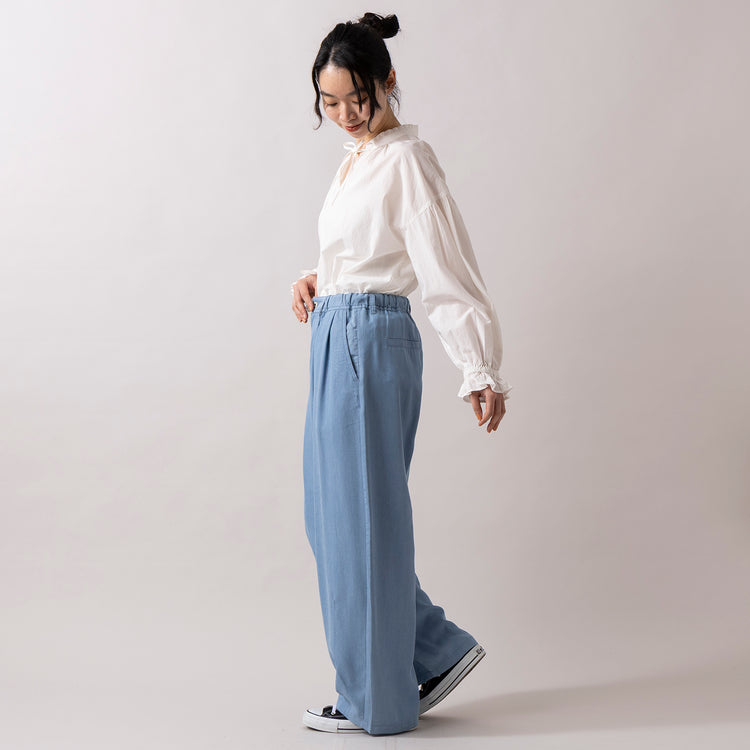 モデル身長 165cm,ESPEYRACのテンセルデニムカーブパンツ|Dick BrunaのDB/保冷巾着トート,https://market.e-begin.jp/products/inf_epe0083u_lala|https://market.e-begin.jp/products/hem_dkb0156u_lala