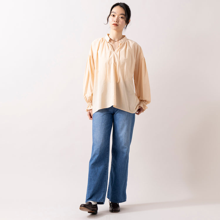 モデル身長 165cm,caquのFSリネンワイドフレア|rapiécageのプチメタルコードチョーカー,https://market.e-begin.jp/products/tan_caq0739q_lala|https://market.e-begin.jp/products/rdx_rpc0105u_lala