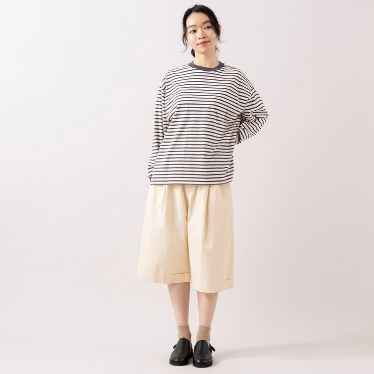 モデル身長 165cm,RNA-NのボーダーロングTシャツ|GLENFIELDのシャークソールビジネスサンダル,https://market.e-begin.jp/products/tky_rnn0099u_lala|https://market.e-begin.jp/products/jal_gfd0392q_lala