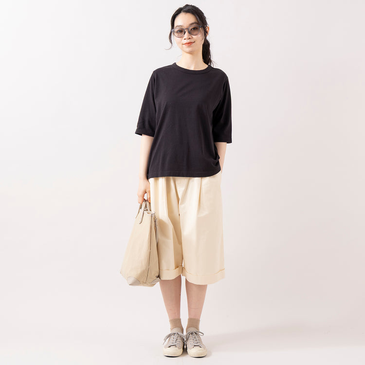 モデル身長 165cm,HEAVENLYのCotton CS 5Sleeve T-Shirt|HEAVENLYのCotton Twill Short Pants|Moonstarのローバスケットヴィンテージグレー,hhttps://market.e-begin.jp/products/dlt_hvr0160u_lala|https://market.e-begin.jp/products/mns_mns0286o_lala