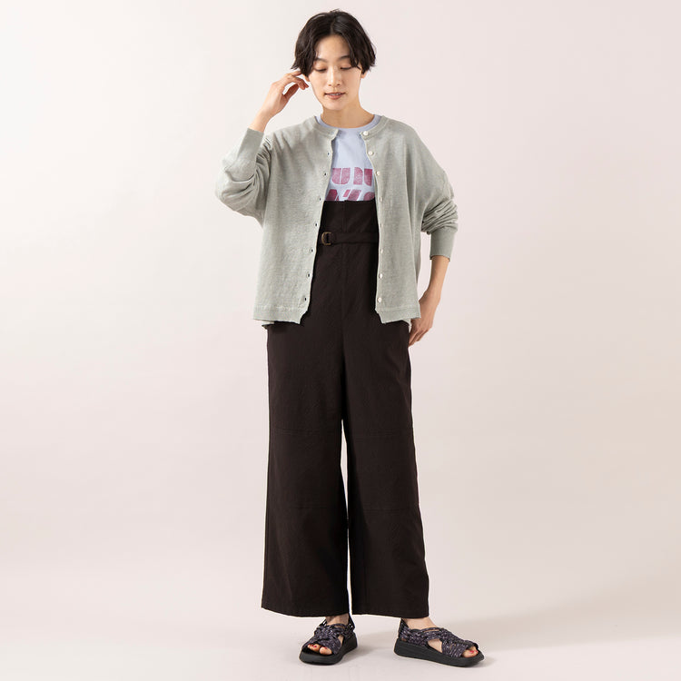 モデル身長 163cm,FIL DE FERのサンデイズプリント クルーネックTEE|FIL DE FERのポリグリッド サロペットパンツ|MALIBU SANDALSのCANYON NATIVE,https://market.e-begin.jp/products/rdx_fdf0306u_lala|https://market.e-begin.jp/products/rdx_fdf0307u_lala|https://market.e-begin.jp/products/sed_mls0292u_lala
