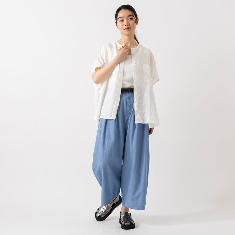 モデル身長165cm,TUTIE.のタカシマチヂミノースリーブプルオーバー|TUTIE.のコットンリネンデニムタックパンツ|Organic handloomのGURKHA PLATFORM|MASTER&Co.のクウォーターメッシュレザーベルト|Taaiiのベネチアンチェーンスリムネックレス,https://market.e-begin.jp/products/equ_tte0275u_lala|https://market.e-begin.jp/products/equ_tte0274u_lala|https://market.e-begin.jp/products/sed_ogh0417u_lala|https://market.e-begin.jp/products/mhg_msc0819p_lala|https://market.e-begin.jp/products/tii_tii1120n_lala