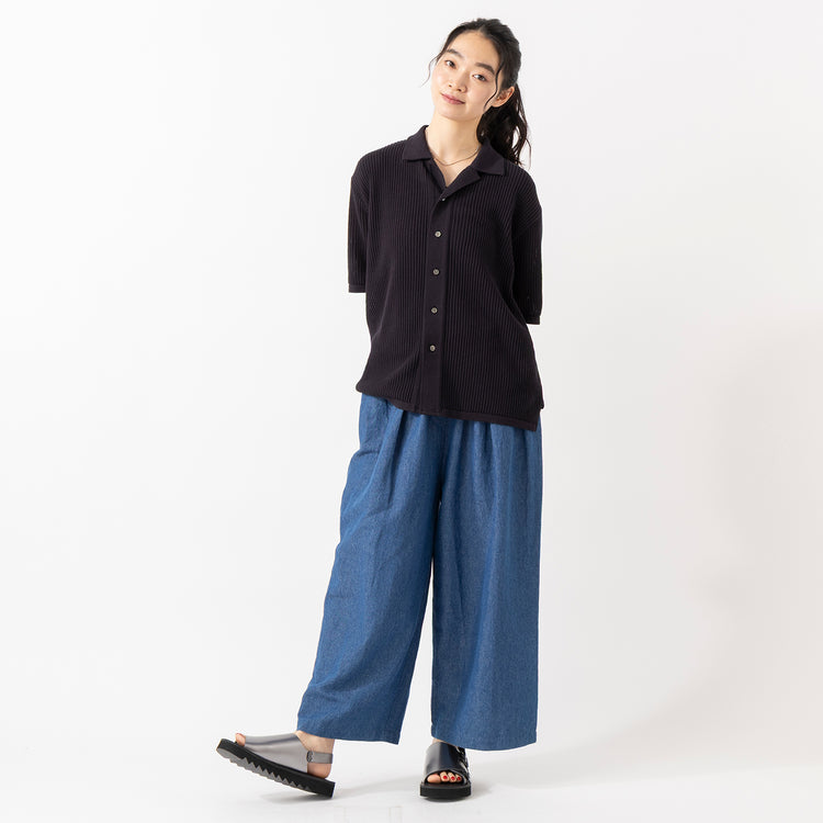 モデル身長165cm,YonetomiのCOTTON SUKASHI KNIT S/T|TUTIE.のタカシマチヂミノースリーブプルオーバー|Organic handloomのSIENA|Taaiiのベネチアンチェーンスリムネックレス,https://market.e-begin.jp/products/yts_ynt0431u_lala|https://market.e-begin.jp/products/equ_tte0275u_lala|https://market.e-begin.jp/products/sed_ogh0418u_lala|https://market.e-begin.jp/products/tii_tii1120n_lala