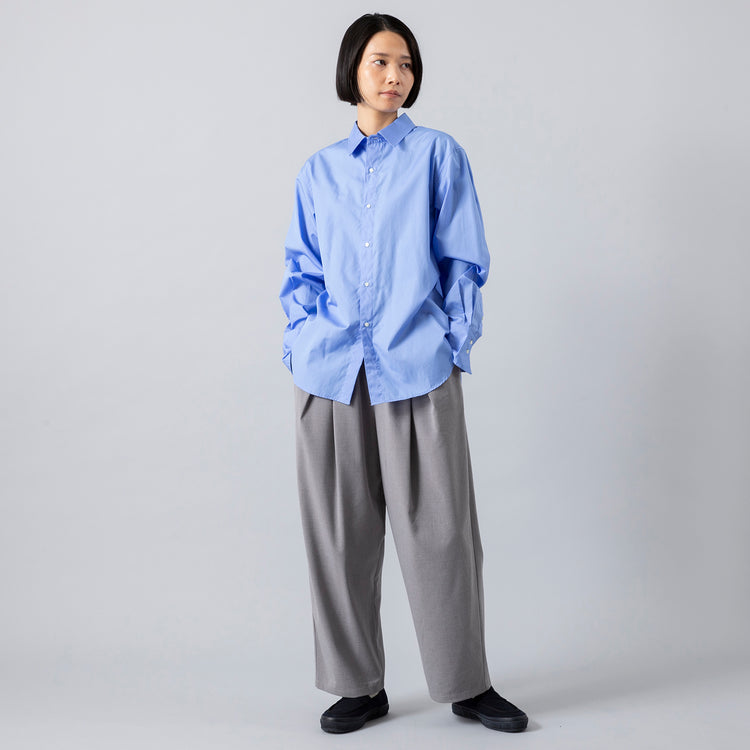 モデル身長165cm,MANONのBROAD CLOTH DRESS SHT|MOONSTARのオールネイビーのコットンスエードLOAFY,https://market.e-begin.jp/products/mks_mnn0443r_lala|https://market.e-begin.jp/products/mns_mns0147p_lala