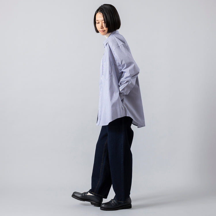 モデル身長165cm,meltumのLOOSE STRIPE SHIRT L/S|RNA-Nのフライスタートル|HEAVENLYのCotton Linen 12oz Denim 5P Pants|Jalan Sriwijayaのネイビービットローファー VIBRAMソール,https://market.e-begin.jp/products/bei_mlt0527r_lala|https://market.e-begin.jp/products/tky_rnn0475r_lala|https://market.e-begin.jp/products/dlt_hvr0493r_lala|https://market.e-begin.jp/products/gmt_srw1032p_lala