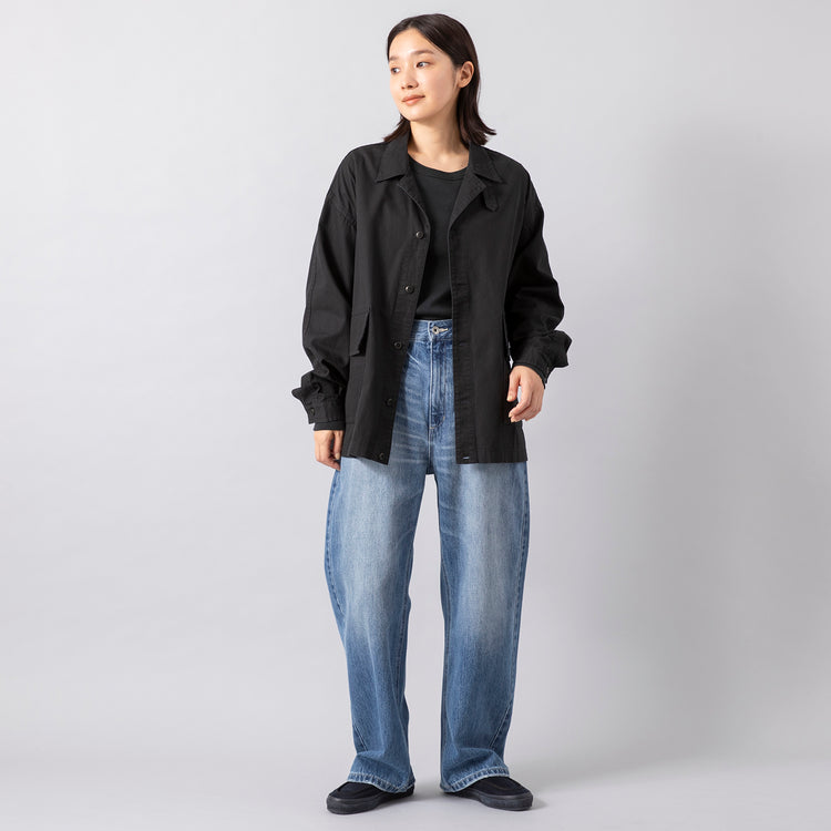 モデル身長163cm,BARNS OUTFITTERSのFATIGUE JKT|VENT BLANC+の12oz デニム コクーン パンツ|MOONSTARのLOAFY,https://market.e-begin.jp/products/tka_bof0637r_lala|https://market.e-begin.jp/products/stl_ven0683r_lala|https://market.e-begin.jp/products/mns_mns0147p_lala