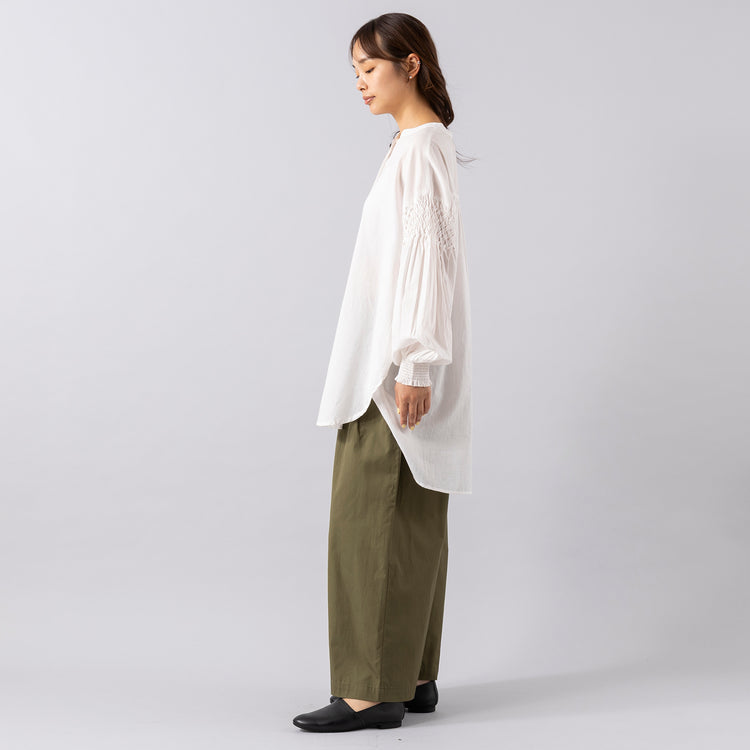 モデル身長165cm,HEAVENLYのCotton Washer Twill Wide Pants|facciamoのMeringa（メリンガ）,https://market.e-begin.jp/products/dlt_hvr0785s_lala|https://market.e-begin.jp/products/are_fac0636k_lala