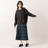 モデル身長165cm,HEAVENLYのCotton Linen Wool Mix Knit 2way Cardigan|Glen Fyneのチェックプリーツラップスカート|meri ja kuuのリブ先丸シルクコットンソックス,https://market.e-begin.jp/products/dlt_hvr0997s_lala|https://market.e-begin.jp/products/imx_glf0082r_lala|https://market.e-begin.jp/products/hpn_mjk1012s_lala