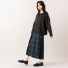 モデル身長165cm,HEAVENLYのCotton Linen Wool Mix Knit 2way Cardigan|Glen Fyneのチェックプリーツラップスカート|meri ja kuuのリブ先丸シルクコットンソックス,https://market.e-begin.jp/products/dlt_hvr0997s_lala|https://market.e-begin.jp/products/imx_glf0082r_lala|https://market.e-begin.jp/products/hpn_mjk1012s_lala