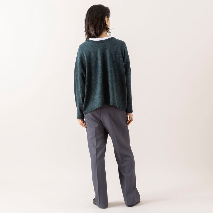 モデル身長165cm,HEAVENLYのCotton Linen Wool Mix Knit 2way Cardigan|FIL DE FERのポリエステルカルゼセンタープレスパンツ,https://market.e-begin.jp/products/dlt_hvr0997s_lala|https://market.e-begin.jp/products/rdx_fdf1058s_lala