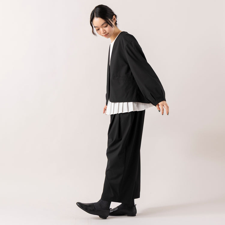 モデル身長165cm,uncinqのTypewriter Hem Pleats Pullover|uncinqのTropical Stretch Tuck Easy Pants|facciamoのMeringa（メリンガ）,https://market.e-begin.jp/products/dlt_unc1545s_lala|https://market.e-begin.jp/products/dlt_unc1537s_lala|https://market.e-begin.jp/products/are_fac0636k_lala