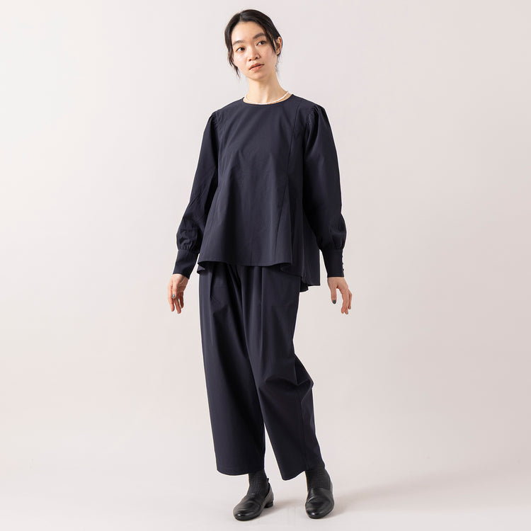 ネイビー着用 モデル身長165cm,uncinqのWeather Stretch Tapered Easy Pants|facciamoのMeringa（メリンガ）,https://market.e-begin.jp/products/dlt_unc1543s_lala|https://market.e-begin.jp/products/are_fac0636k_lala