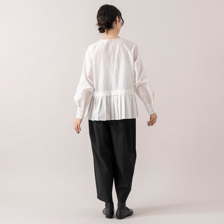 モデル身長165cm,uncinqのTropical Stretch Tuck Easy Pants|facciamoのMeringa（メリンガ）,https://market.e-begin.jp/products/dlt_unc1537s_lala|https://market.e-begin.jp/products/are_fac0636k_lala