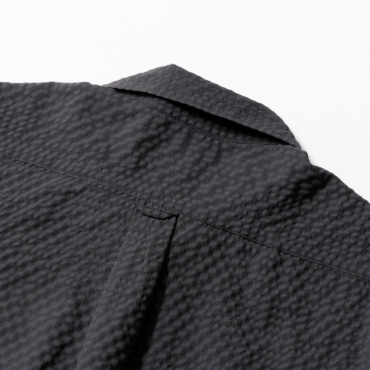 ALLOWED TO UNFOLD | アロウド トゥ アンフォールド　ドビーメッシュ ドットボタンワンナップカラー半袖シャツ