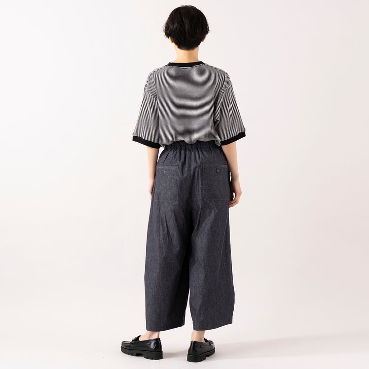 モデル身長 163cm,Healthknitのベーシックワッフル リブヘムクルーネック 半袖|TIDEWAYのノートPCも入る、大人レザートート（ショルダー付き）|Jalan Sriwijayaのネイビービットローファー VIBRAMソール,https://market.e-begin.jp/products/she_hea0282u_lala|https://market.e-begin.jp/products/snk_tid0273u_lala|https://market.e-begin.jp/products/gmt_srw1032p_lala