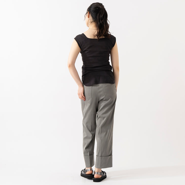 モデル身長165cm,YonetomiのCOTTON SUKASHI KNIT S/T|FIL DE FERのシャンブレーツイル ワイドターンアップパンツ|Organic handloomのSIENA|Taaiiのベネチアンチェーンスリムネックレス,https://market.e-begin.jp/products/yts_ynt0431u_lala|https://market.e-begin.jp/products/rdx_fdf0398u_lala|https://market.e-begin.jp/products/sed_ogh0418u_lala|https://market.e-begin.jp/products/tii_tii1120n_lala
