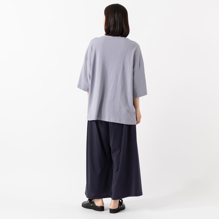モデル身長163cm,TUTIE.の接触冷感天竺ワイドパンツ|GLENFIELDのシャークソールビジネスサンダル,https://market.e-begin.jp/products/equ_tte0490u_lala|https://market.e-begin.jp/products/jal_gfd0392q_lala