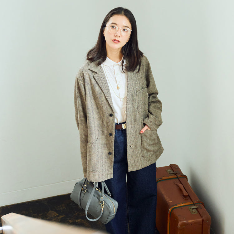 モデル身長167cm,YARMO THE UNIFORMのチェックジャケット|MANUAL ALPHABETのROUND COLLAR SHT|NEEDBY heritageのLUNA|MOONCASTLEのウールクルーネックニット|Jalan Sriwijayaのネイビービットローファー|esperantoのROLL BUCKLE BELT/25mm|rapiécageの後ろ姿もきれいなスライドチェーンコインネックレス,https://market.e-begin.jp/products/gra_ytu1214s_lala|https://market.e-begin.jp/products/mks_man0272k_lala|https://market.e-begin.jp/products/gsr_ndh0873s_lala|https://market.e-begin.jp/products/tkn_mnc0396p_lala|https://market.e-begin.jp/products/gmt_srw1032p_lala|https://market.e-begin.jp/products