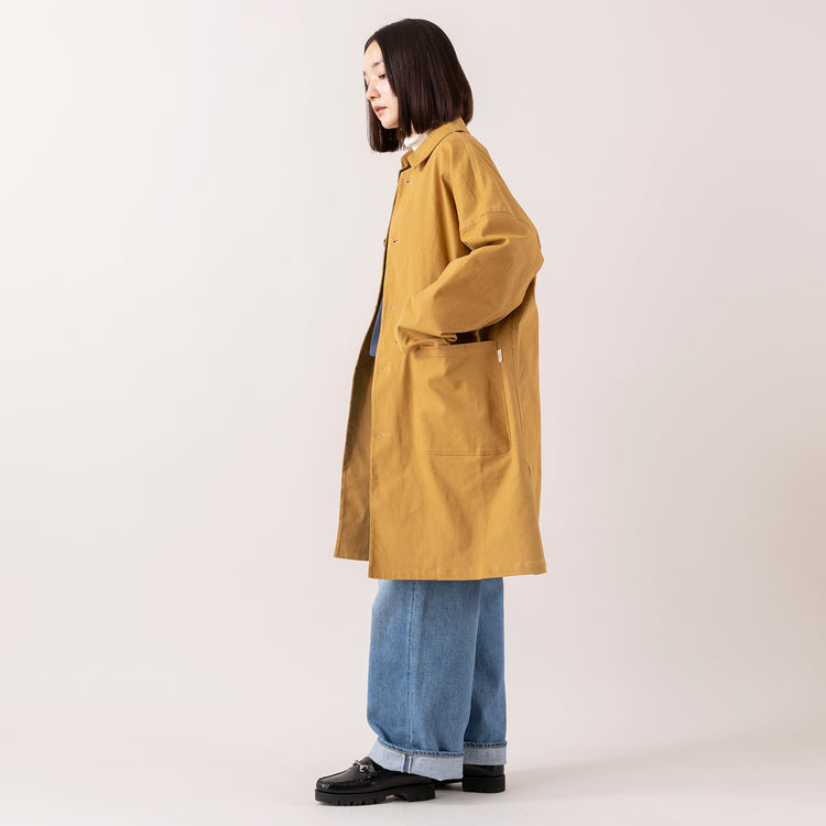 モデル身長163cm,YARMO THE UNIFORMのダスターコート|lelillのハイテクワッフルニット|WHITE MAILSのタートルネック|caquのFSワイドボーイズ|TIDEWAYのワントーンモスボストンM,https://market.e-begin.jp/products/gra_ytu1215s_lala|https://market.e-begin.jp/products/ana_lel1248s_lala|https://market.e-begin.jp/products/hrt_wns0730n_lala|https://market.e-begin.jp/products/tan_caq1164s_lala|https://market.e-begin.jp/products/snk_tid0874p_lala