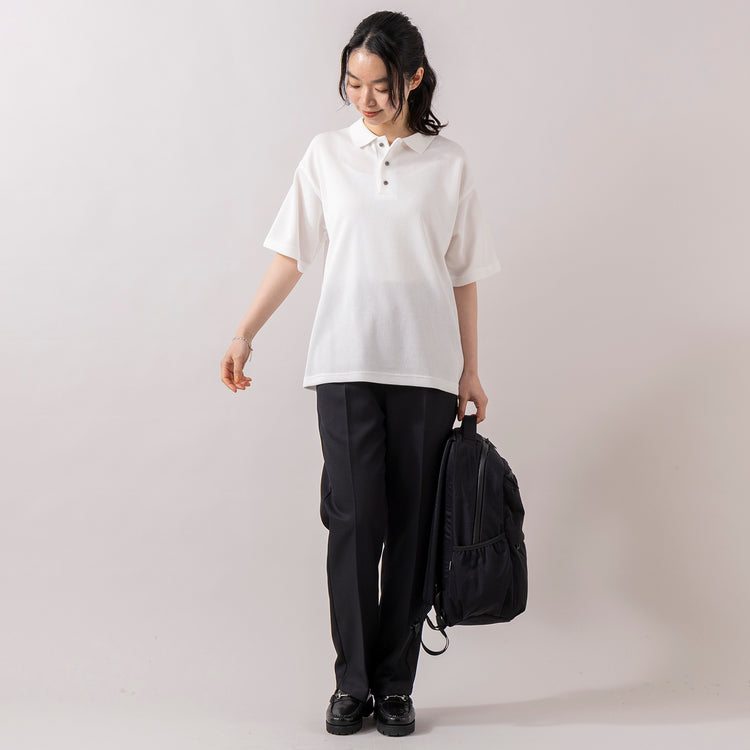 モデル身長 165cm,MANUAL ALPHABETのTWILL SEMI- EASY TROUSERS for Lala Begin|NESKのバックパックM|rapiécageのステンレスフラワープレートブレスレット,https://market.e-begin.jp/products/mks_man0093u_lala|https://market.e-begin.jp/products/ten_nsk0150u_lala|https://market.e-begin.jp/products/rdx_rpc0109u_lala