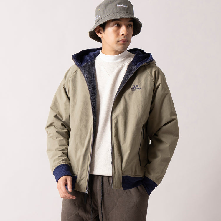 着用サイズ L(身長180cm)　90) クレイジー(チャコールetc)xベージュ（裏面）