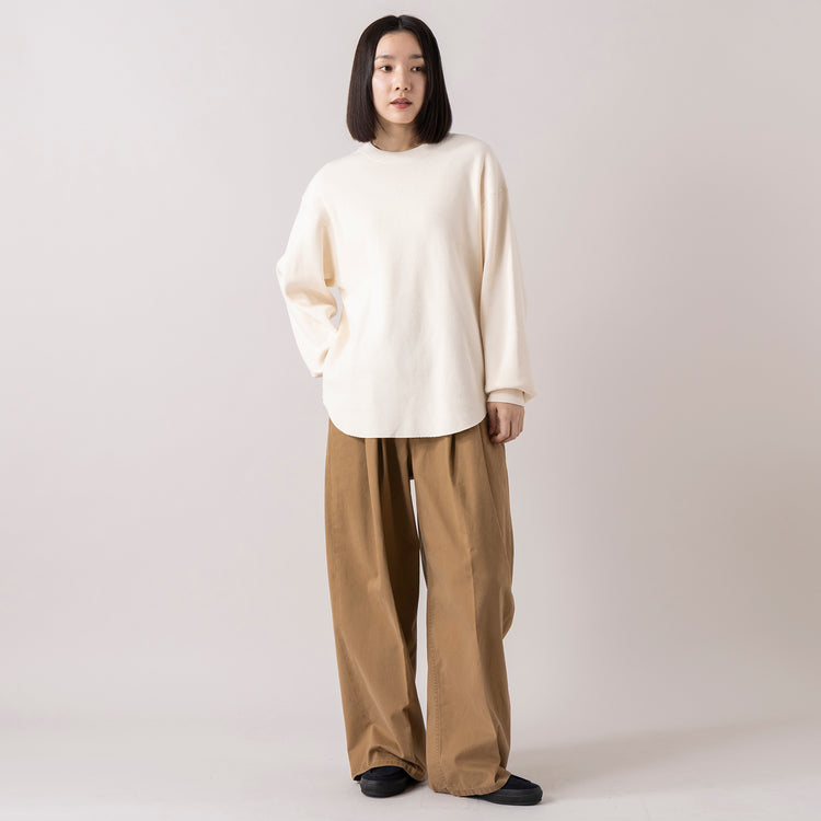 モデル身長 163cm（着用サイズ25）,Healthknitのサーマルキングラッセルハニカム クルーネック長袖|MOONSTARのオールネイビーのコットンスエード,https://market.e-begin.jp/products/she_hea0004u_lala|https://market.e-begin.jp/products/mns_mns0147p_lala