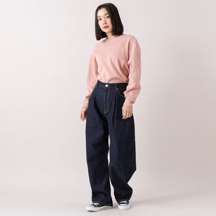 モデル身長 163cm（着用サイズ24）,Healthknitのサーマルキングラッセルハニカム クルーネック長袖,https://market.e-begin.jp/products/she_hea0004u_lala