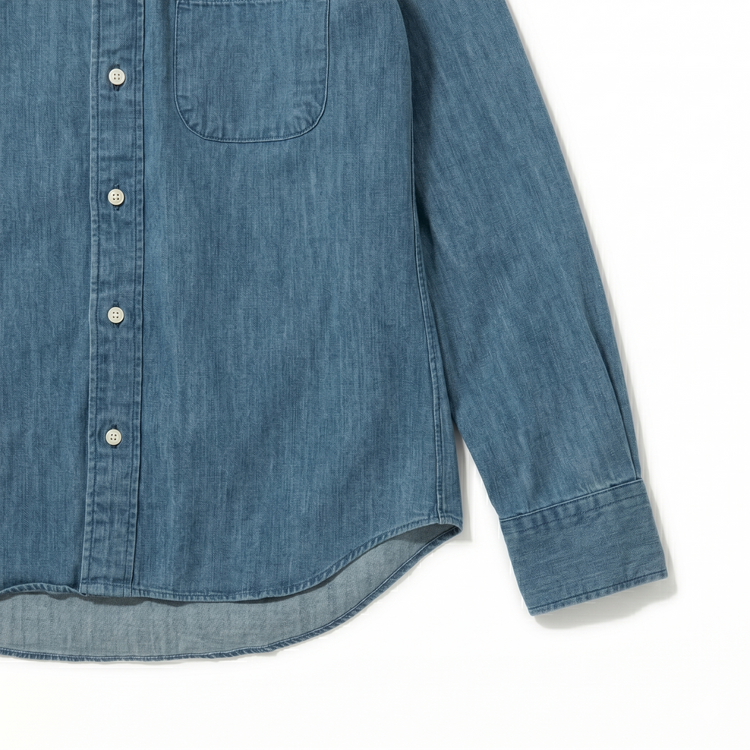 MANUAL ALPHABET | マニュアルアルファベット　6oz DENIM BD SHT/Suitable Fit（NAVY）