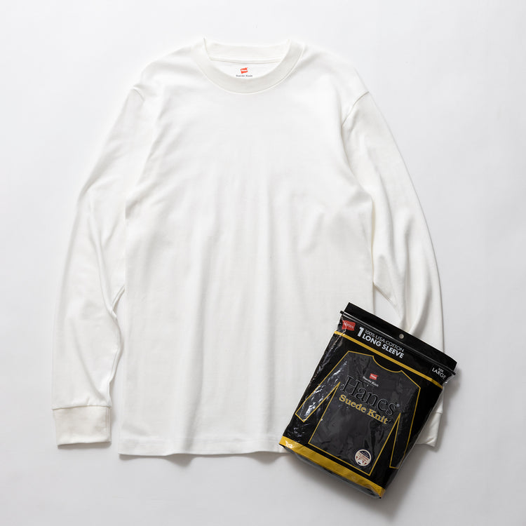 Hanes | ヘインズ　スエードニット クルーネックロングスリーブTシャツ