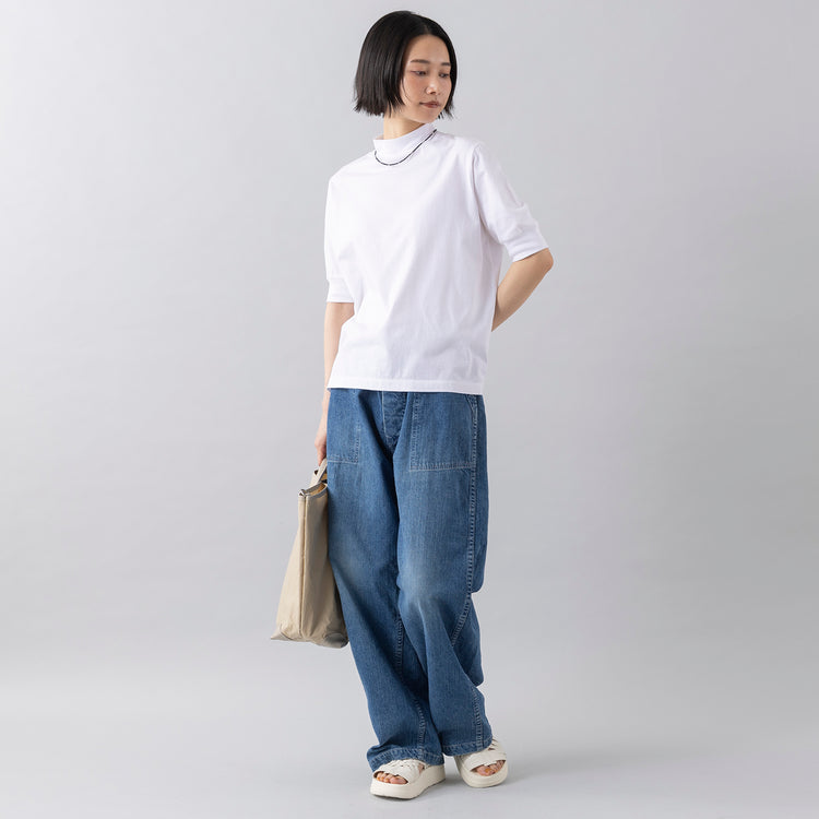 モデル身長165cm,CIOTAのインディゴスビンコットンデニムベイカーパンツ〔MEDIUM DARK〕|TIDEWAYの3way撥水マトリョーシカトート|MALIBU SANDALSのCANYON PLATFORM|esperantoのBLACK SPINEL NECKLACE,https://market.e-begin.jp/products/cta_cta0391p_lala|https://market.e-begin.jp/products/snk_tid1270q_lala|https://market.e-begin.jp/products/sed_mls0713q_lala|https://market.e-begin.jp/products/esp_esp0912k_lala
