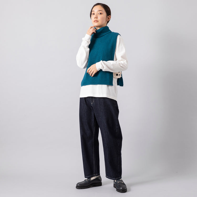 モデル身長163cm(着用サイズ1),me.のwool cotton ribハイネックベスト|Jalan Sriwijayaのネイビービットローファー VIBRAMソール,https://market.e-begin.jp/products/hpn_med0696r_lala|https://market.e-begin.jp/products/gmt_srw1032p_lala