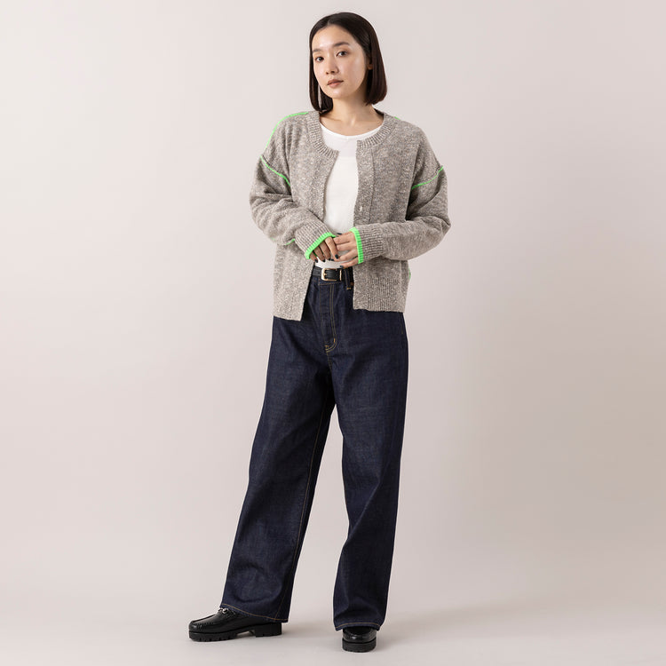 モデル身長163cm,FIL DE FERの捻り杢スラブ 配色ラインボレロ|caquのFSワイドボーイズ,https://market.e-begin.jp/products/rdx_fdf1178s_lala|https://market.e-begin.jp/products/tan_caq1164s_lala