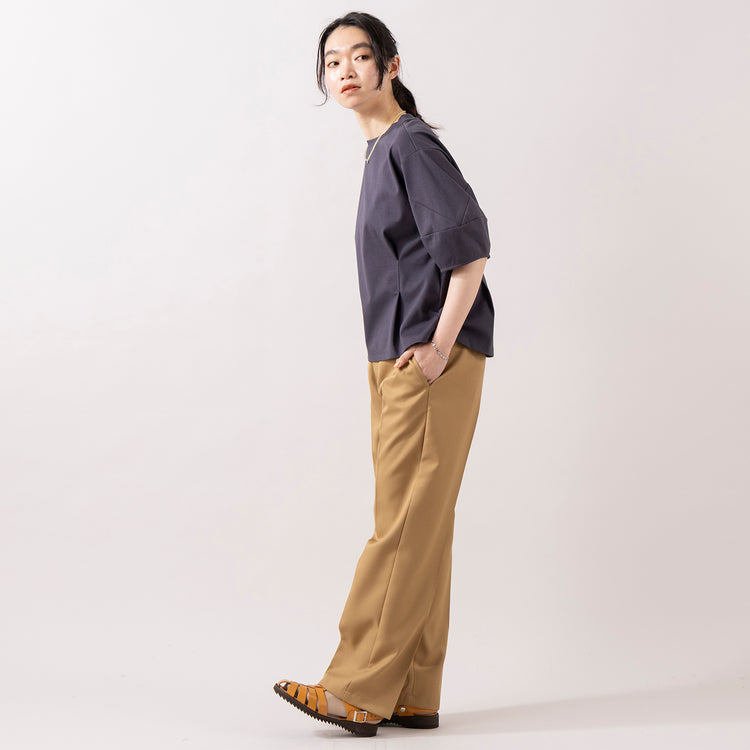 D/GRAY着用 モデル身長165cm,MANUAL ALPHABETのTWILL SEMI- EASY TROUSERS for Lala Begin|GLENFIELDのシャークソールグルカサンダル|rapiécageのメタルトップケシビーズネックレス,https://market.e-begin.jp/products/mks_man0093u_lala|https://market.e-begin.jp/products/jal_gfd0391q_lala|https://market.e-begin.jp/products/rdx_rpc0108u_lala