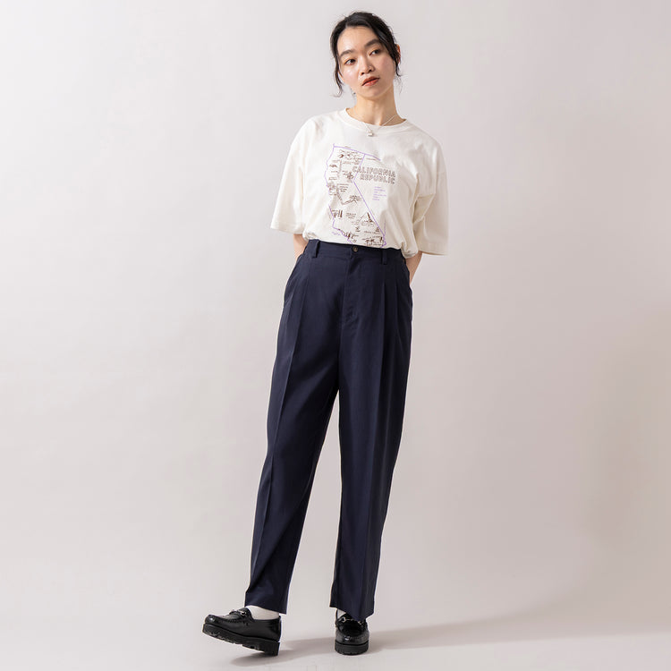 モデル身長165cm,NOMBRE IMPAIRのリヨセルポリ麻 センタープレスパンツ|rapiécageのシェルカボションスクエアネックレス,https://market.e-begin.jp/products/rdx_nmi0104u_lala|https://market.e-begin.jp/products/rdx_rpc0107u_lala