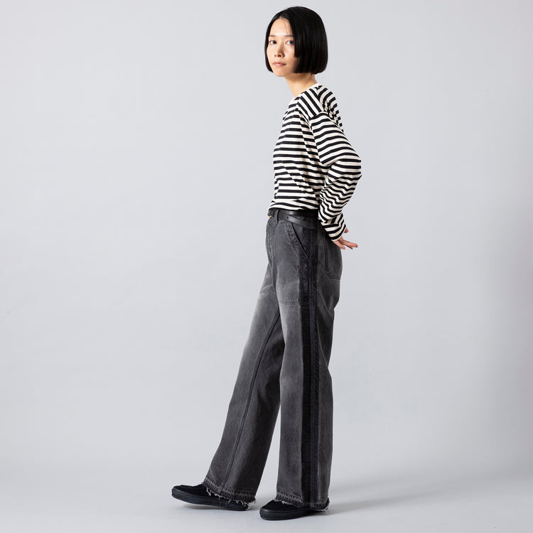 着用サイズ2 (モデル身長165cm),MANONのROUND HEM PIPING L/S BORDER TEE|MOONSTARのオールネイビーのコットンスエードLOAFY|esperantoの20mmBELT,https://market.e-begin.jp/products/mks_mnn0446r_lala|https://market.e-begin.jp/products/mns_mns0147p_lala|https://market.e-begin.jp/products/esp_esp0918o_lala