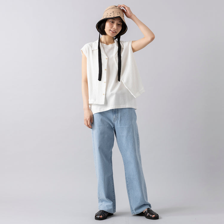 モデル身長165cm,RNA-NのBasicタンクトップ|JOHNBULLのデニムワイドジーンズ|LE MELANGEのニットハット,https://market.e-begin.jp/products/tky_rnn0628s_lala|https://market.e-begin.jp/products/jbu_jbu0060p_lala|https://market.e-begin.jp/products/inf_lem0642s_lala