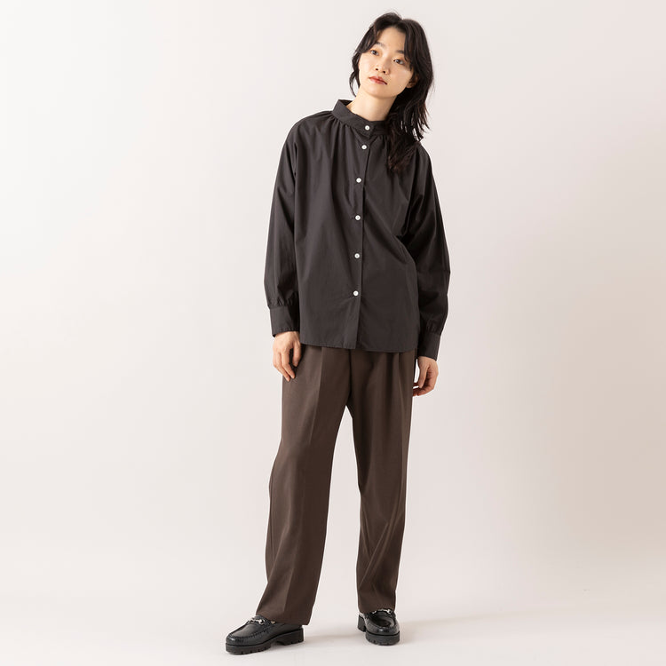 モデル身長165cm,CommencementのStand shirts|LE MELANGEのアシメタックサルエルPT,https://market.e-begin.jp/products/mio_cme0309j_lala|https://market.e-begin.jp/products/inf_lem1054s_lala