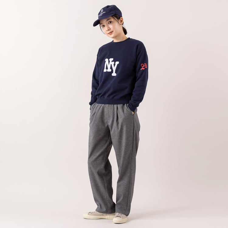 モデル身長163cm,LE MELANGEのヴィンテージ風裏起毛トレーナー|ARCH&LINEのSTRETCH CREW PANTS|Moonstarのローバスケットヴィンテージグレー|PROGRESS RUNNING CLUBのBADGE Logo Cap|NEI/NORのスクエアチャームピアス,https://market.e-begin.jp/products/inf_lem1169s_lala|https://market.e-begin.jp/products/ach_ach1163s_lala|https://market.e-begin.jp/products/mns_mns0286o_lala|https://market.e-begin.jp/products/gra_pgr0248r_lala|https://market.e-begin.jp/products/ris_ner0789s_lala