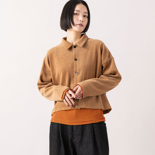 LE MELANGE | ルメランジュ　ベロアジャガード開襟シャツ