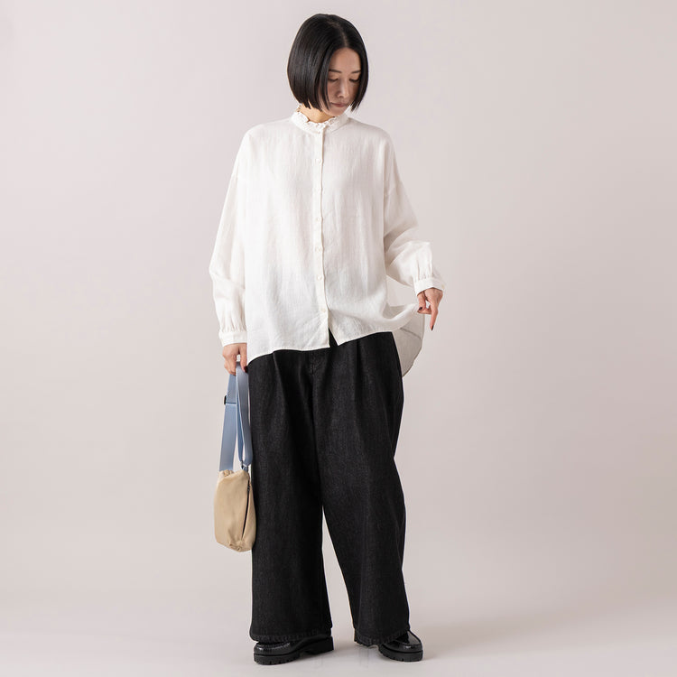 ,HEAVENLYのCotton Linen Frillneck Blouse|VENT BLANC+の12ozデニム ワイドパンツ|SMLのSTOMACH SHOULDERBAG S,https://market.e-begin.jp/products/dlt_hvr1184s_lala|https://market.e-begin.jp/products/stl_ven1056s_lala|https://market.e-begin.jp/products/ino_sml1293s_lala