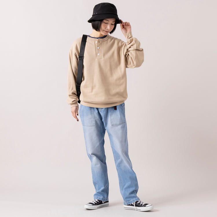 ,Healthknitのクラシックスウェット ヘンリーネック長袖|GramicciのSTRETCH DENIM LOOSE TAPERED RIDGE PANT|TESTIFYのGraphen Hat,https://market.e-begin.jp/products/she_hea0308p_lala|https://market.e-begin.jp/products/inc_grm1196s_lala|https://market.e-begin.jp/products/ipb_tsf1305s_lala