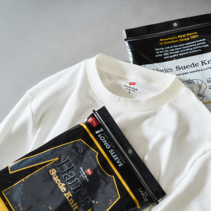 Hanes | ヘインズ　スエードニット クルーネックロングスリーブTシャツ