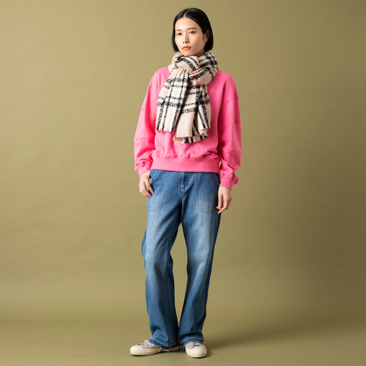 モデル身長165cm,MANONのSWITCH SLEEVE CREW SWEAT|Le Melangeのサイドラインデニムパンツ|Moonstarのローバスケットヴィンテージグレー,https://market.e-begin.jp/products/mks_mnn0445r_lala|https://market.e-begin.jp/products/inf_lem0483r_lala|https://market.e-begin.jp/products/mns_mns0286o_lala