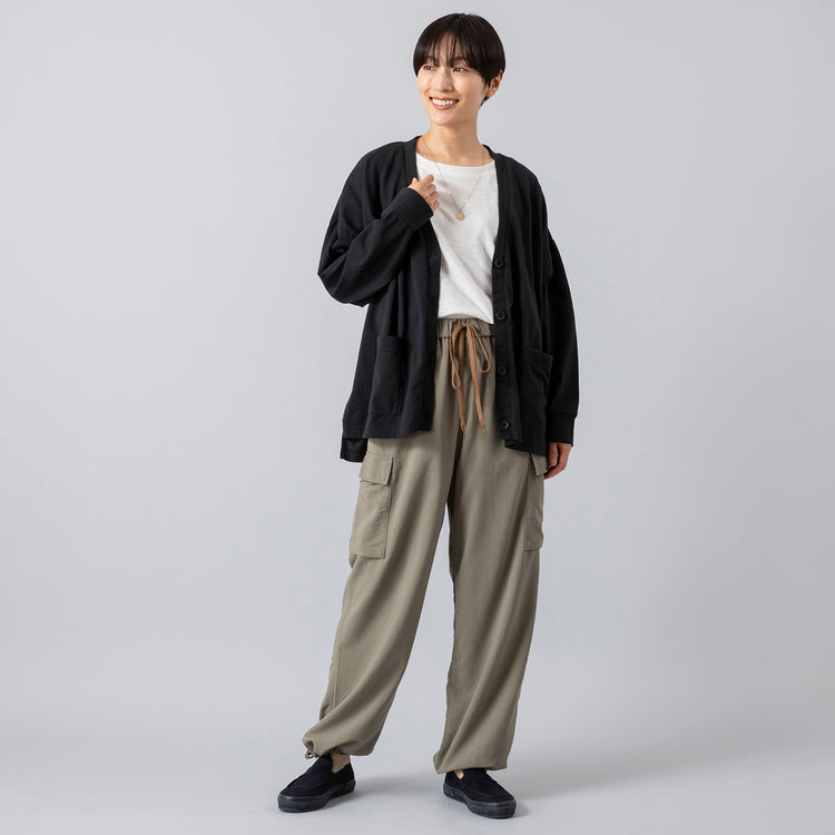 着用サイズS (モデル身長163cm),HeavenlyのOrganic Cotton CS Wide Cardigan|FRUIT OF THE LOOMのFTL PLZ スラブTシャツ|MOONSTARのオールネイビーのコットンスエードLOAFY|rapiécageのスライドチェーンコインネックレス,https://market.e-begin.jp/products/dlt_hvr0023r_lala|https://market.e-begin.jp/products/gal_fol0005r_lala|https://market.e-begin.jp/products/mns_mns0147p_lala|https://market.e-begin.jp/products/rdx_rpc1183n_lala