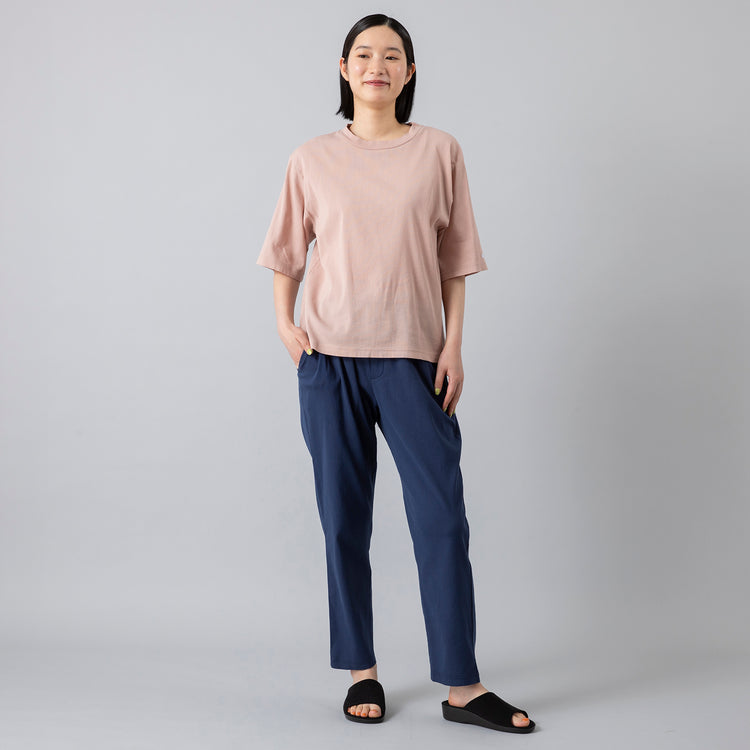 モデル身長168cm（539NAVYBLUE）,BIWACOTTONのビワコットン ワイドTシャツ|BIWACOTTONのビワコットン リラックスパンツ|HEPサンダルのHTLブラック,https://market.e-begin.jp/products/kai_biw0657q_lala|https://market.e-begin.jp/products/kai_biw0660q_lala|https://market.e-begin.jp/products/hep_hep0762o_lala