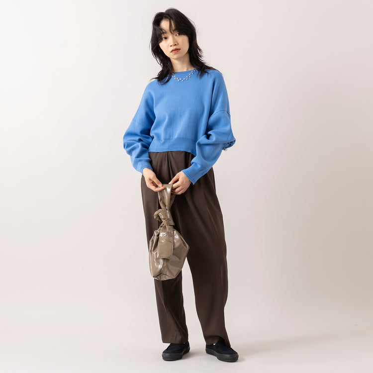 モデル身長165cm,LE MELANGEの14G綿混ドルマンニット|LE MELANGEのアシメタックサルエルPT|mate-monoのてかてかショルダーバッグ|rapiécageのジグザグパールスライダーネックレス,https://market.e-begin.jp/products/inf_lem1055s_lala|https://market.e-begin.jp/products/inf_lem1054s_lala|https://market.e-begin.jp/products/kom_mte1003s_lala|https://market.e-begin.jp/products/rdx_rpc1014s_lala