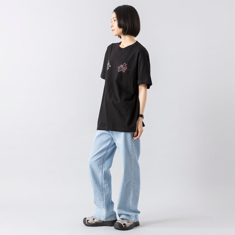モデル身長163cm,JOHNBULLのデニムワイドジーンズ,https://market.e-begin.jp/products/jbu_jbu0060p_lala