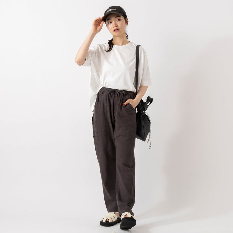 モデル身長165cm,BARNS OUTFITTERSのROOMY TEE PG SLD|Organic handloomのGURKHA PLATFORM,https://market.e-begin.jp/products/tka_bof0389u_lala|https://market.e-begin.jp/products/sed_ogh0417u_lala